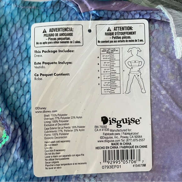 NIB Disguise Ariel Costume Size XS 3T/4T - Picture 9 of 10